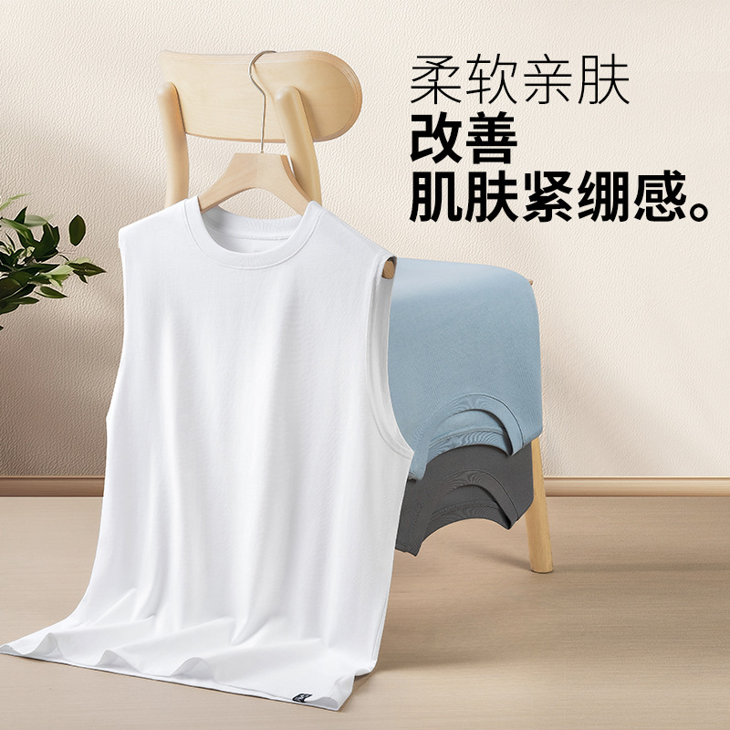 [Algodón suave de agua] Nuevos pantalones cortos de chaleco de algodón para hombre Nuevo traje de camiseta sin mangas para deportes