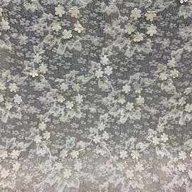 新款珠片烫钻蕾丝提花天丝布料棉线服装连衣裙镂空双边立体绣花布