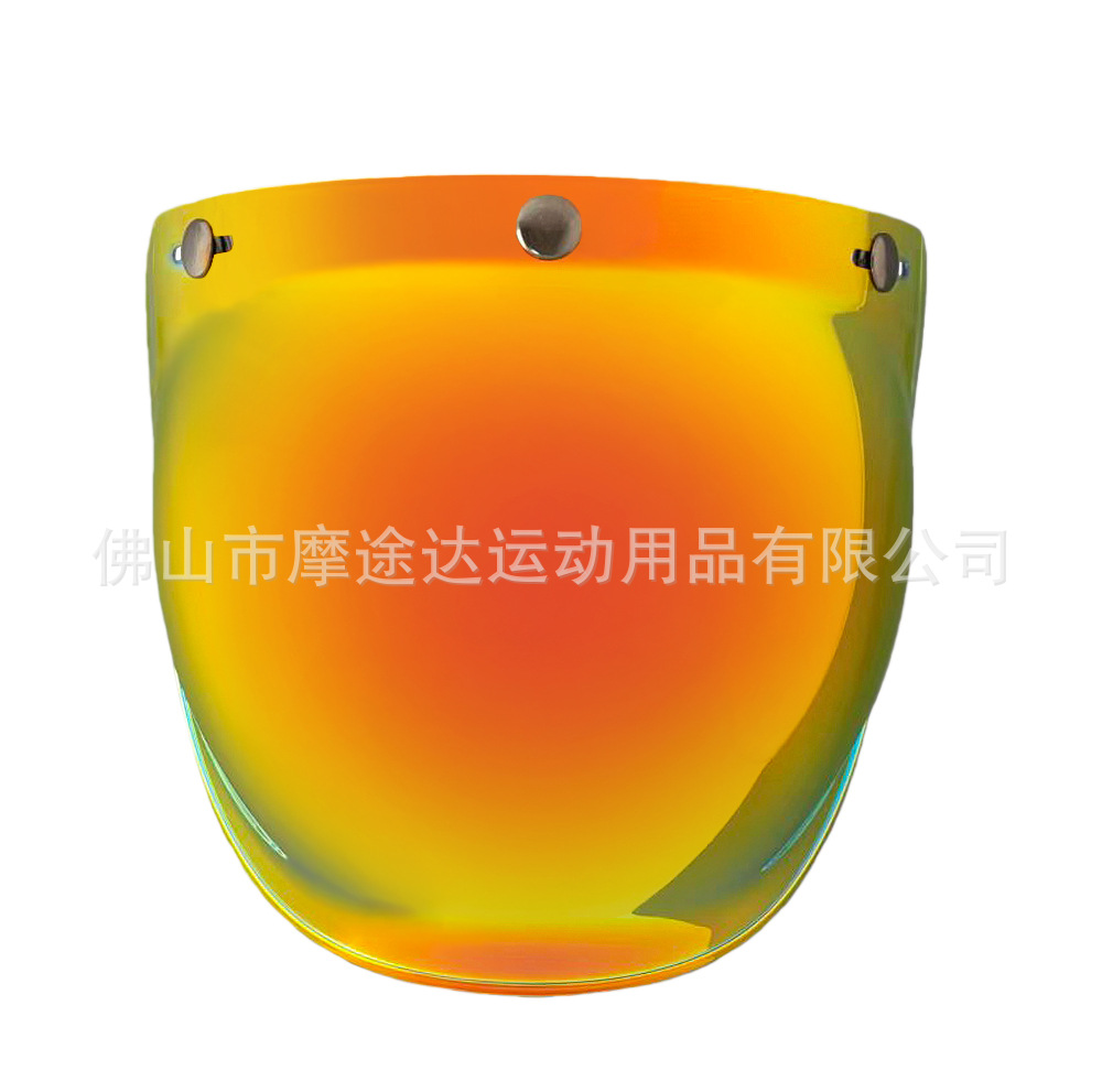 Retro Motorcycle Helmet Lens with Curved Surface, Three-Button Bubble Mirror, Multi-Color Windproof and Uv Protection Shield