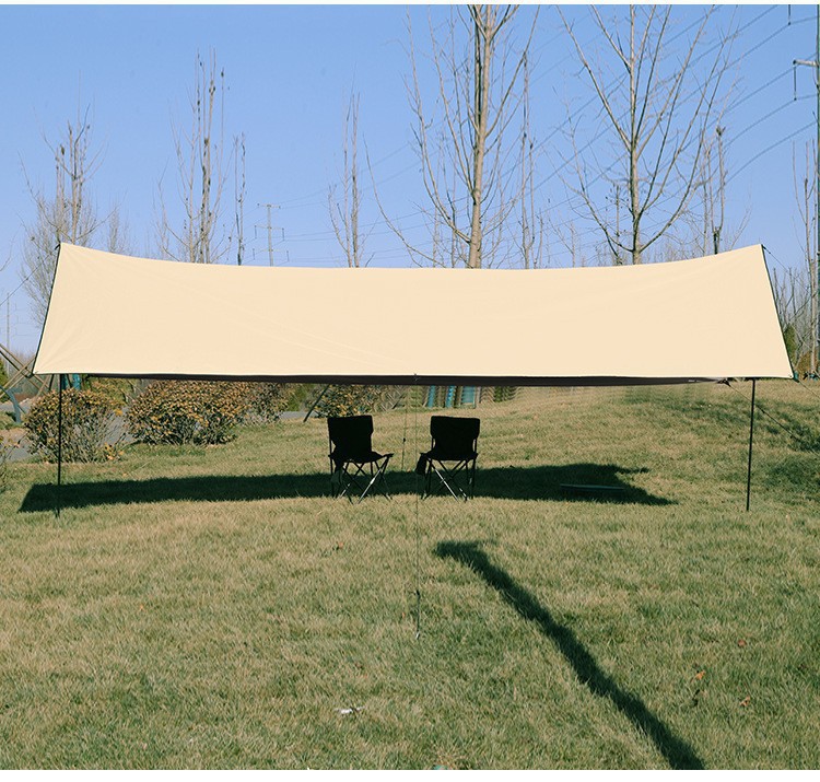 Outdoor Camping Sunshade Tent with Square Black Glue-Coated Silver Thickened Tarp, Sun Protection, Rainproof, Portable and Cool