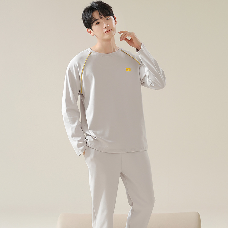 100% Cotton Pajamas Men's Autumn and Winter Long-Sleeved Pants 2025 New Men's Casual Wearable Large Size Home Clothes