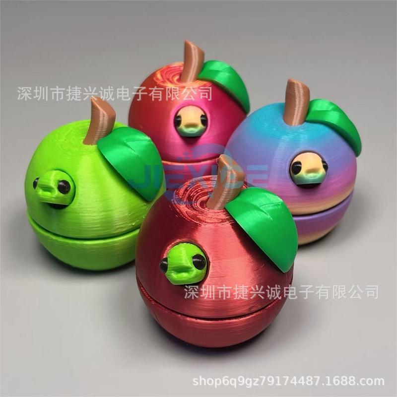 圣诞节3D打印苹果蠕虫套装关节可活动桌面摆件动物玩具|undefined