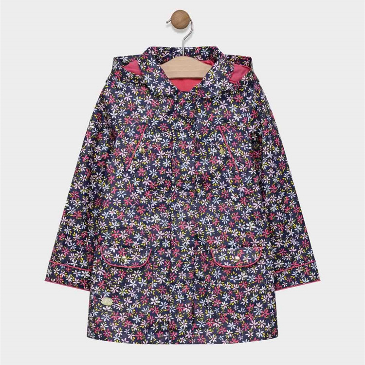 European and American Kidsren's Rainoutwear Export Double-Layer Lined Hooded Waterproof Jacket Export Kidsren's Floral Printed Rainoutwear