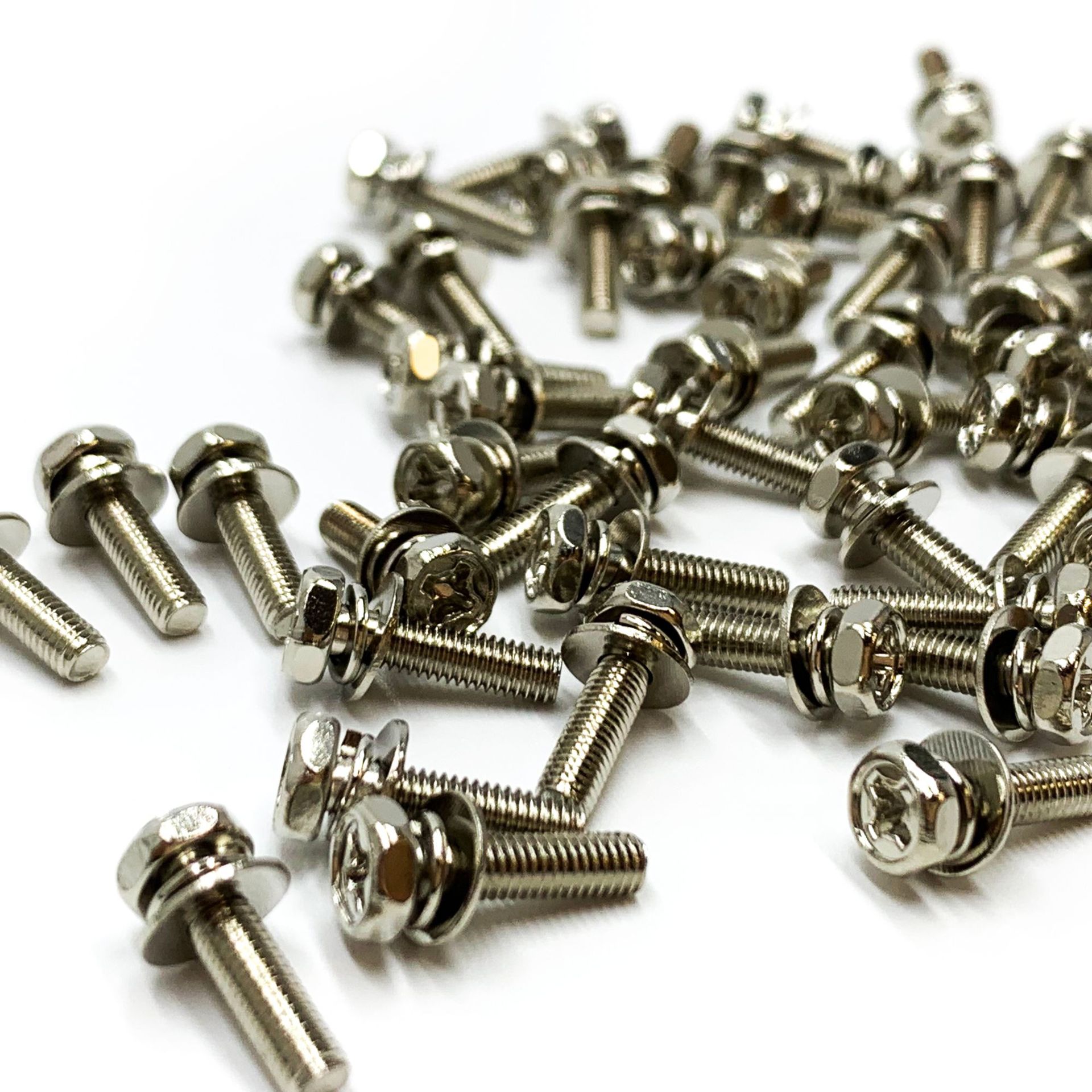 外六角三组合铁镀镍十字槽螺丝钉带平弹垫凹穴螺栓M6M8工厂直销