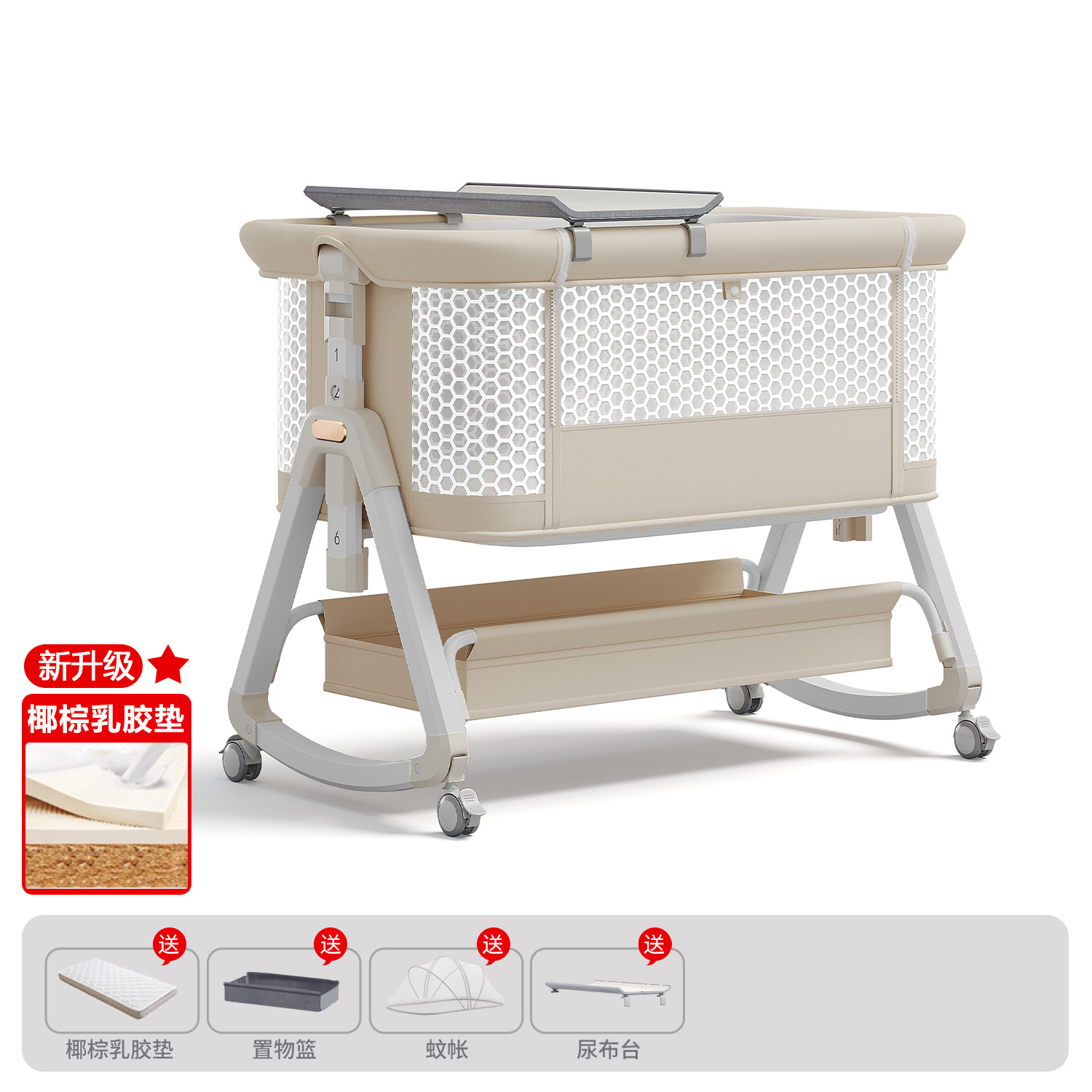 Cama de bebé móvil portátil cuna cama plegable multifuncional BB cama para recién nacidos empalme cama grande
