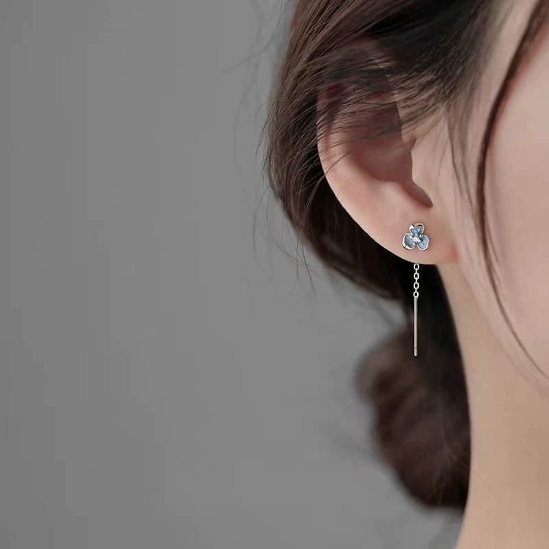 Серьги 925 серебро, серьги‑проволока ириса, минималистичная капля высокого класса, лёгкие 0.002 кг