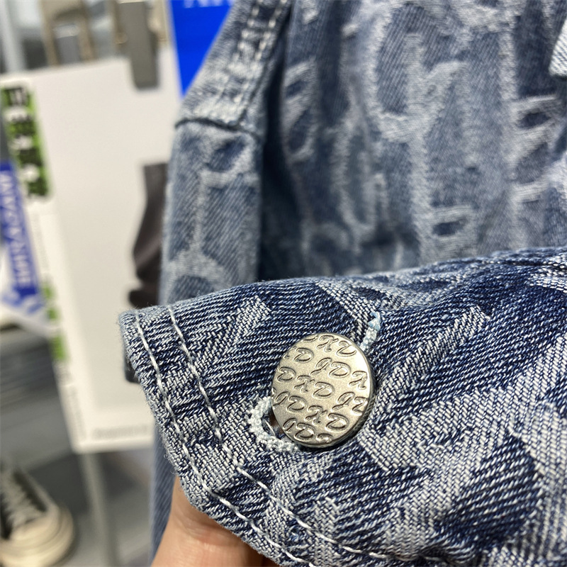 Men's Clothing Men's Spring and Autumn Jacket Blue Jacquard Denim Jacket Men's Fashion Denim Jacket Youth B2BJD8282_voghion.com