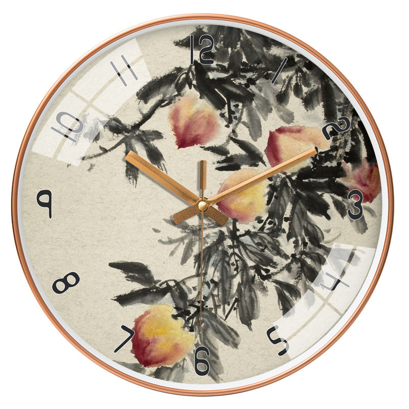 Reloj de pared de estilo chino para sala [20cm/8 pulgadas], diseño creativo moderno y atmosférico, reloj de cuarzo silencioso/artístico