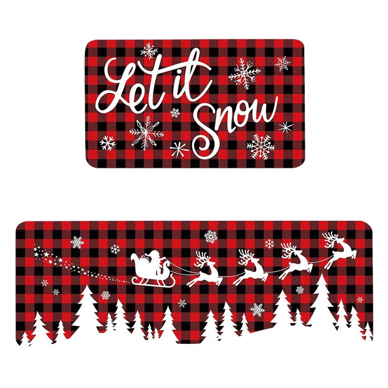 Combinación de estera de cocina de Navidad transfronteriza tres enano estera larga estera decorativa de vacaciones de Navidad