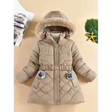 L 39048 Heart check girls fur collar cotton coat �������Ů