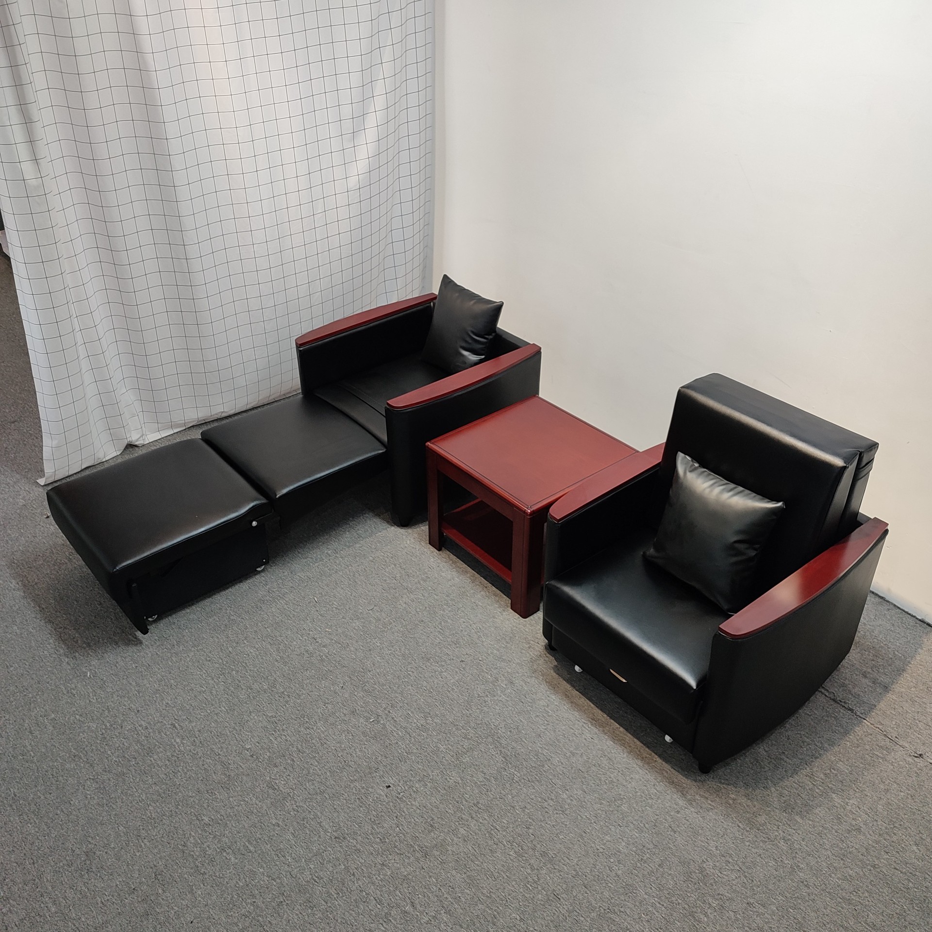 Almacenamiento plegable multifuncional de una sola persona balcón sofá cama de almuerzo tecnología tela silla de oficina artística de cuero