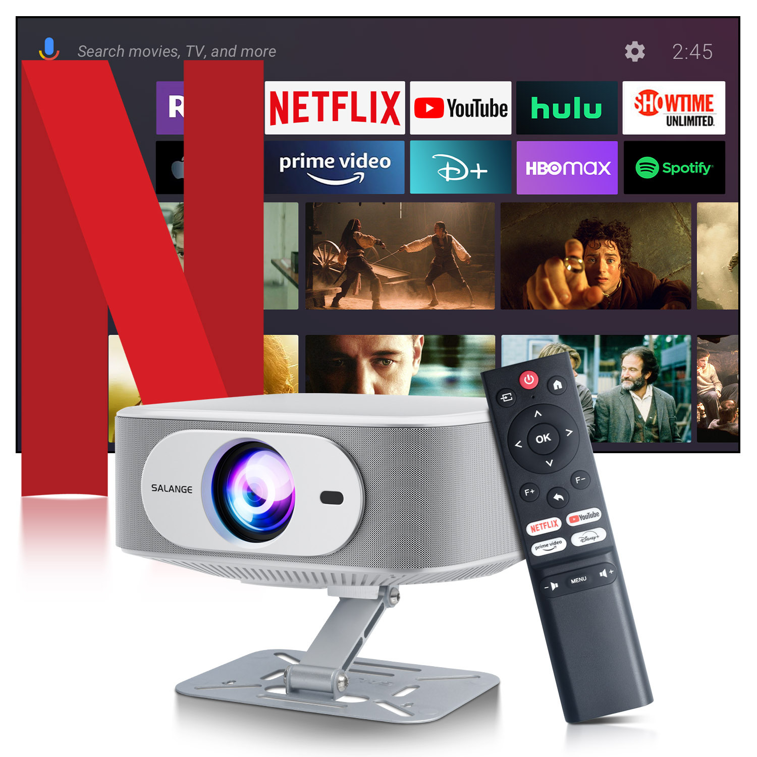 Proyector inteligente Android 4K de doble banda WIFI5, proyector de alta definición P92MAX versión certificada, proyección para oficina y hogar