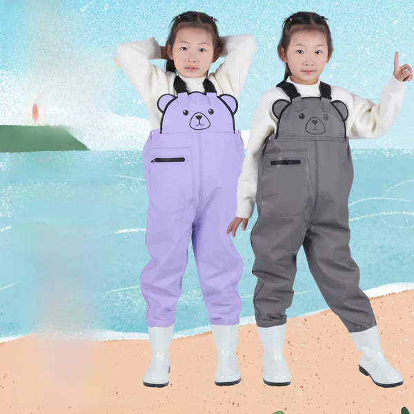 Children's water pants play water wading kindergarten waterproof clothes catch the sea boys and girls children rain boots catch fish rain pants Beach