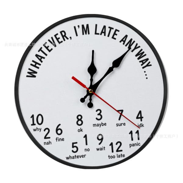 Cross-Border New Product "I'M Late Anyway" Wall Clock - I'M Late Anyway, a Fun Wooden Wall Clock Cross-Border New Product "I'M Late Anyway" Wall Clock - I'M Late Anyway, a Fun Wooden Wall Clock