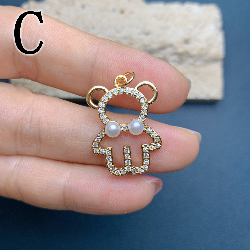 Simple Style Bear Copper Plating Inlay Rhinestones Jewelry Accessories display picture 3