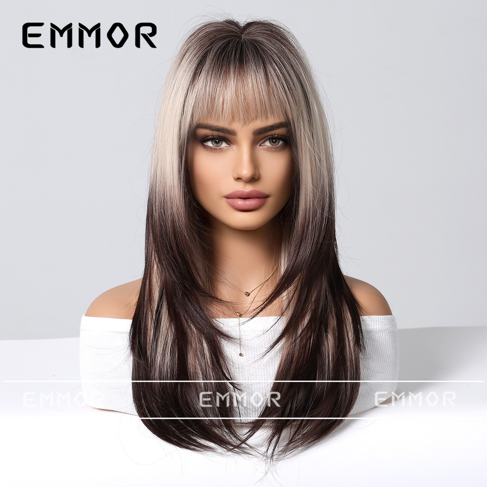 Nuevo flequillo de color degradado, cabello rizado de longitud media de alto nivel, peinado y reducción de la edad, peluca de dopamina de verano, tipo de cabello completo image 9