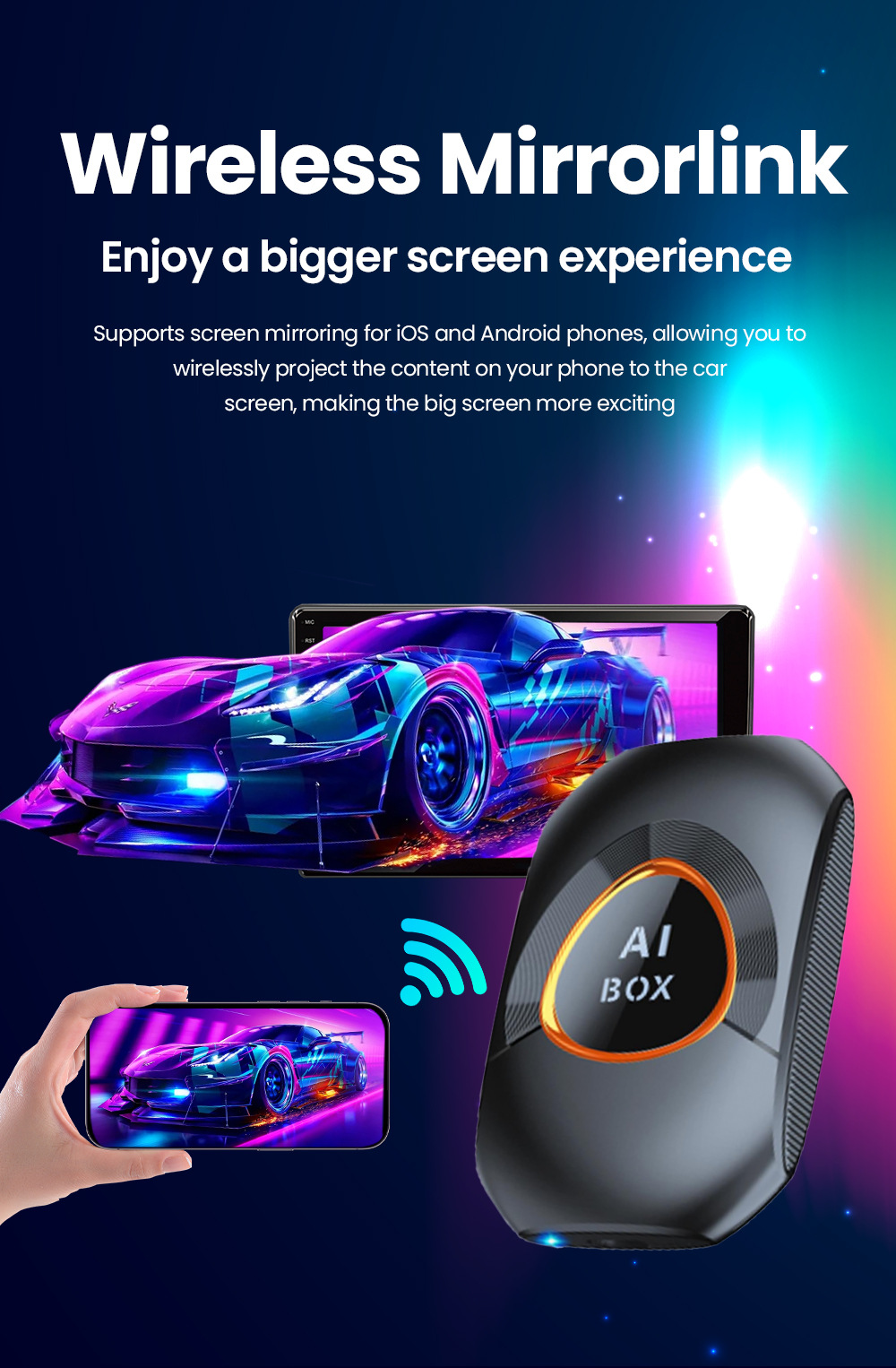 Carplay Wired to Wireless Carplay Android Box Aibox Screen Projection Upgrade to Android15 System