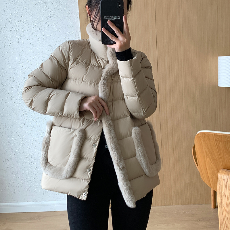 Women's Clothing Seto fur splicing short high end down jacket for women light and thin style atmospheric and elegant new Chinese style new winter_ipsvogv.com