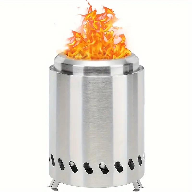 Cross-border hot selling stainless steel outdoor camping barbecue bonstove courtyard smoke-free party windproof heating firewood stove