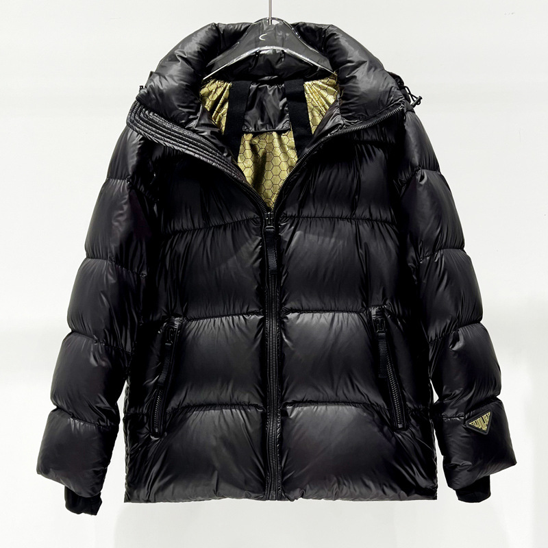 Damkläder Svart och guldfärgad exklusiv! Huvad, förtjockad, lös, varm, puffbrödskort Varm jacka_voghion.com