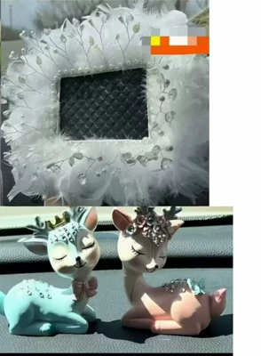 Women, Aromatherapy — Car ornaments - 2-big-deer-rectangular-crystal-bead-anti-slip-mat