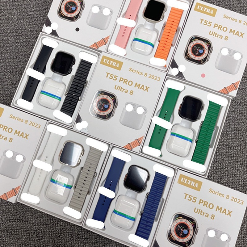 s8ultra new T55promax ultra smart handring watch 2 in 1 Bluetooth headset dual strap factory