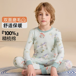卡通国风秋冬男童纯棉秋衣秋裤套装2026新款a类100棉儿童保暖内衣