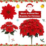 圣诞一品红仿真花圣诞节场景布置婚礼摆件装饰道具假花跨境批发