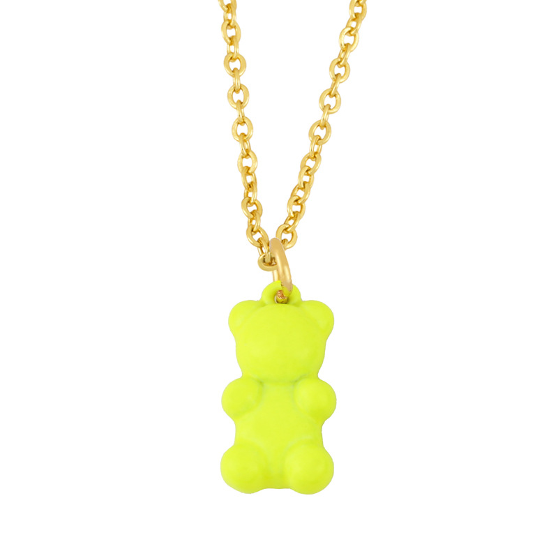 wholesale jewelry color bear shape pendant coppernecklace nihaojewelry
