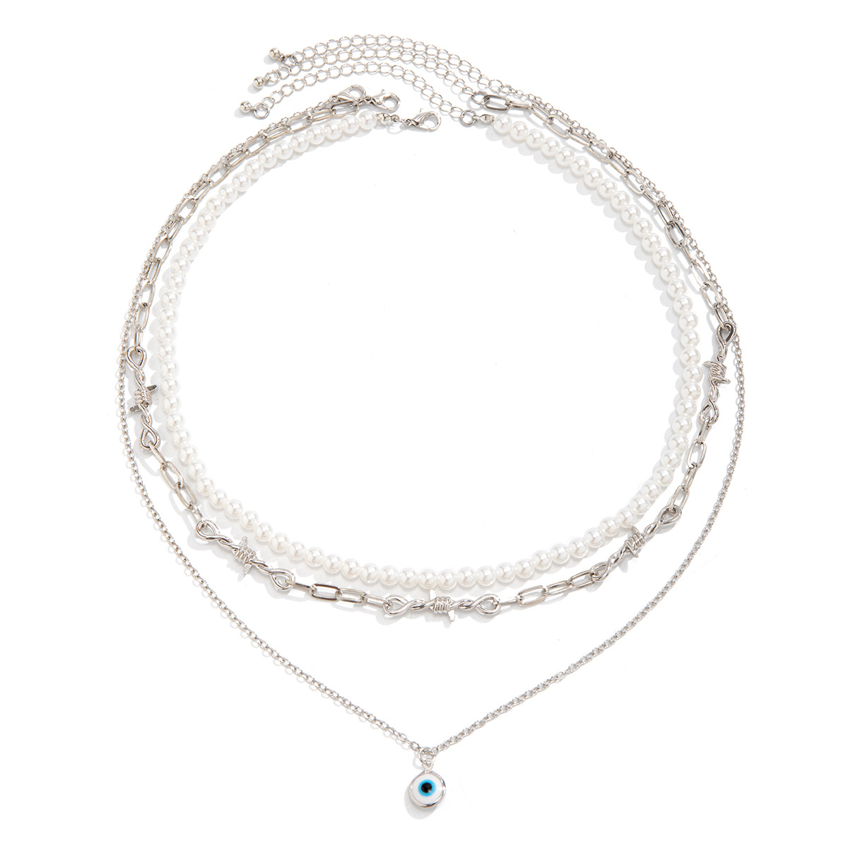Pearl Design Simple Style Classic Style Solid Color Imitation Pearl Alloy Pearl Men's Layered Necklaces Men Necklace Sets