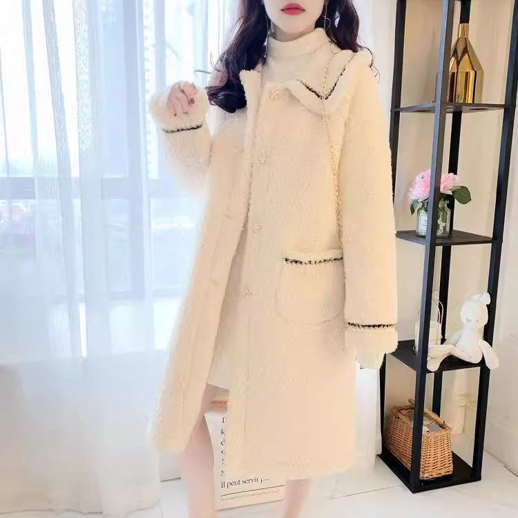 (2개) 가을과 겨울 두꺼운 새로운 2023 한국식 중장 양고기 양모 코트 여자 올매치 작은 모직 코트 트렌디