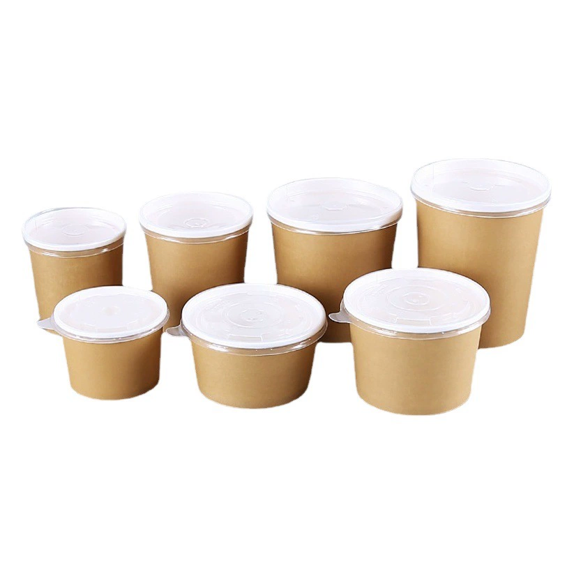 Одноразовая чаша оптом Двухцветная чашка для супа на вынос с крышкой Вонючий тофу Закуска Бумажная чаша Каша Ведро Льда Порошок Сахара Упаковочная коробка для воды