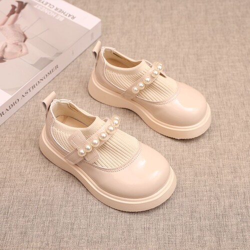 Children's Leather Shoes 2025 Spring and Autumn Kids Shoes Korean Version Pearl Bowknot Princess Shoes Fashion Compatibl... Children's Slip-on Shoes