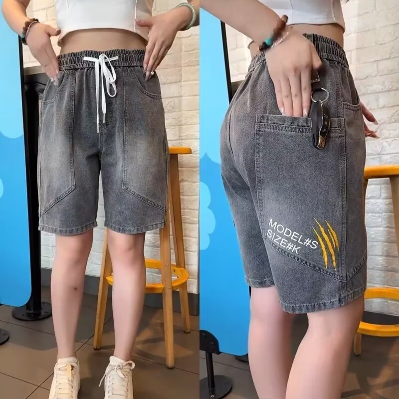 Verano 2024 pantalones cortos de mezclilla marca de moda para hombre vibe pantalones de cinco puntos sueltos y versátiles pantalones de herramientas bonitos