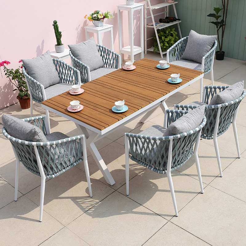 Nordic outdoor furniture set sample room design waterproof aluminum garden villa courtyard balcony leisure rattan chair