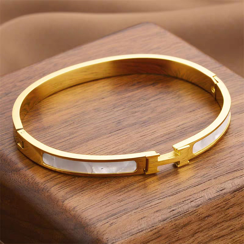 Full Titanium Steel Cross-Border Popular Drip Glaze H Bracelet Fashionable Elegant High-End Accessories Drop Shipping Factory Price