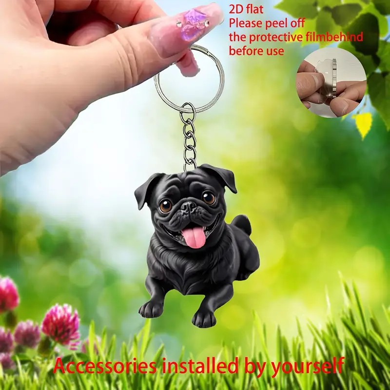 Amazon furioso gato negro perro negro animado animal acrílico plano pequeño colgante de automóvil interior acrílico