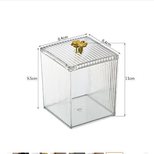化粧品収納ケース綿棒化粧綿化粧卵化粧ブラシデスクトップ収納カバー付き分格透明整理ケース|undefined