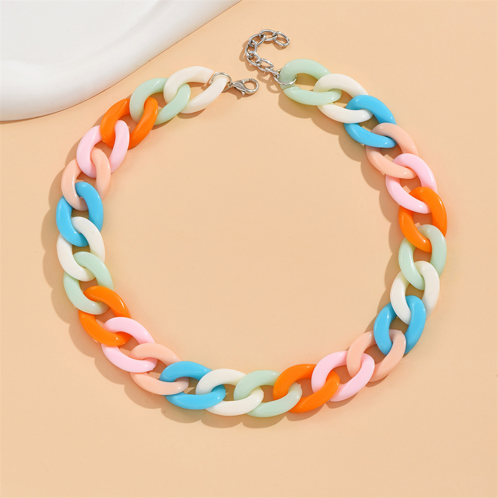 Cute Sweet Solid Color Arylic Wholesale Necklace display picture 1