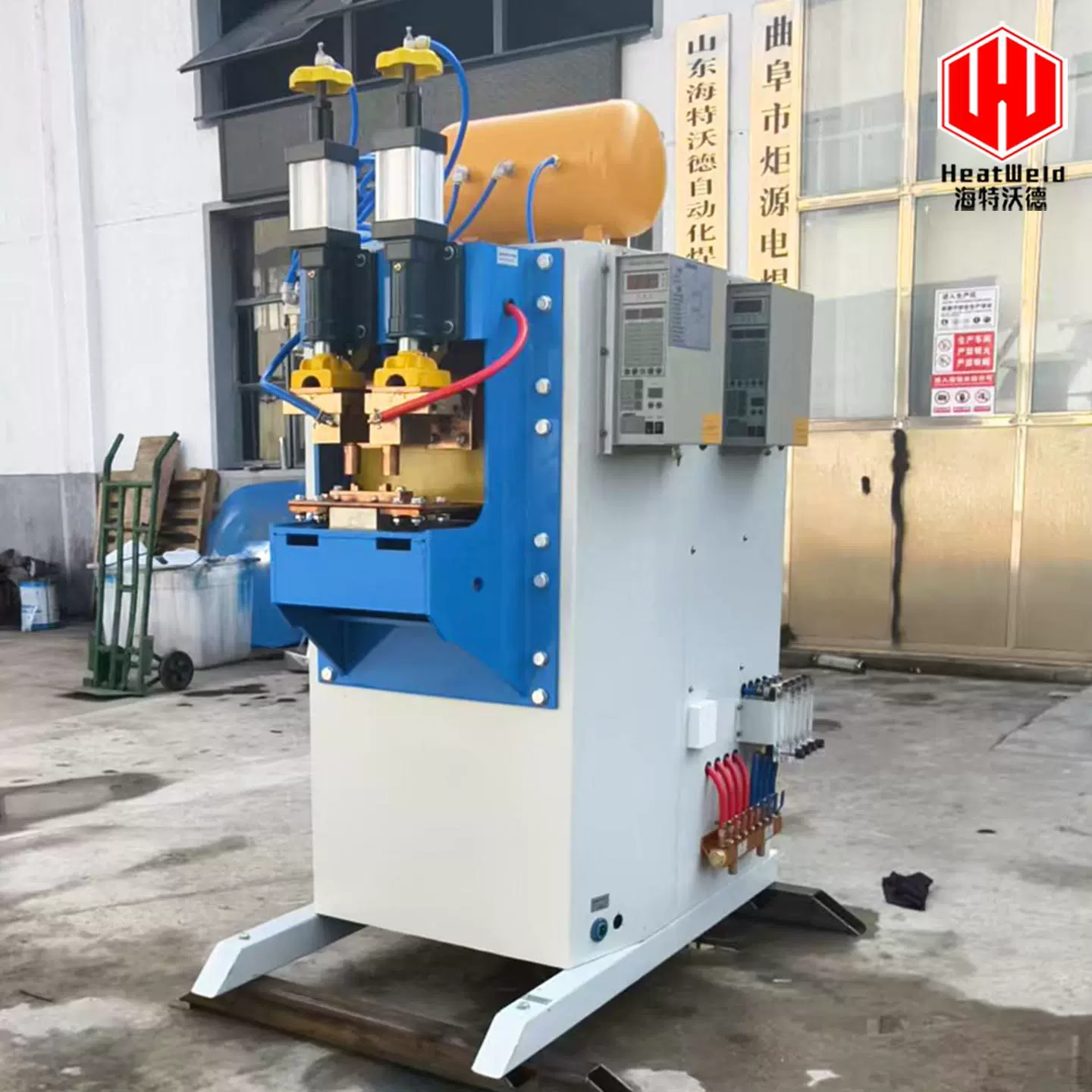 气动交流双头碰焊机厂家定制多电源多工位金属螺母自动电阻点焊机