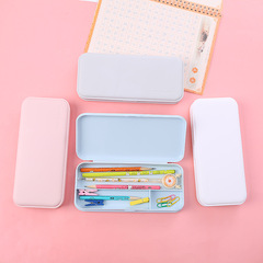 ins磨砂文具盒簡約學生用大容量收納盒 無印風純色塑料分格鉛筆盒