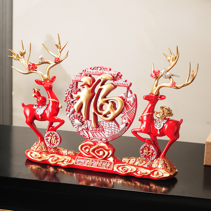 5ZV7家居飾品鹿擺件中式客廳玄關酒櫃電視櫃工藝裝飾擺設喬遷結婚