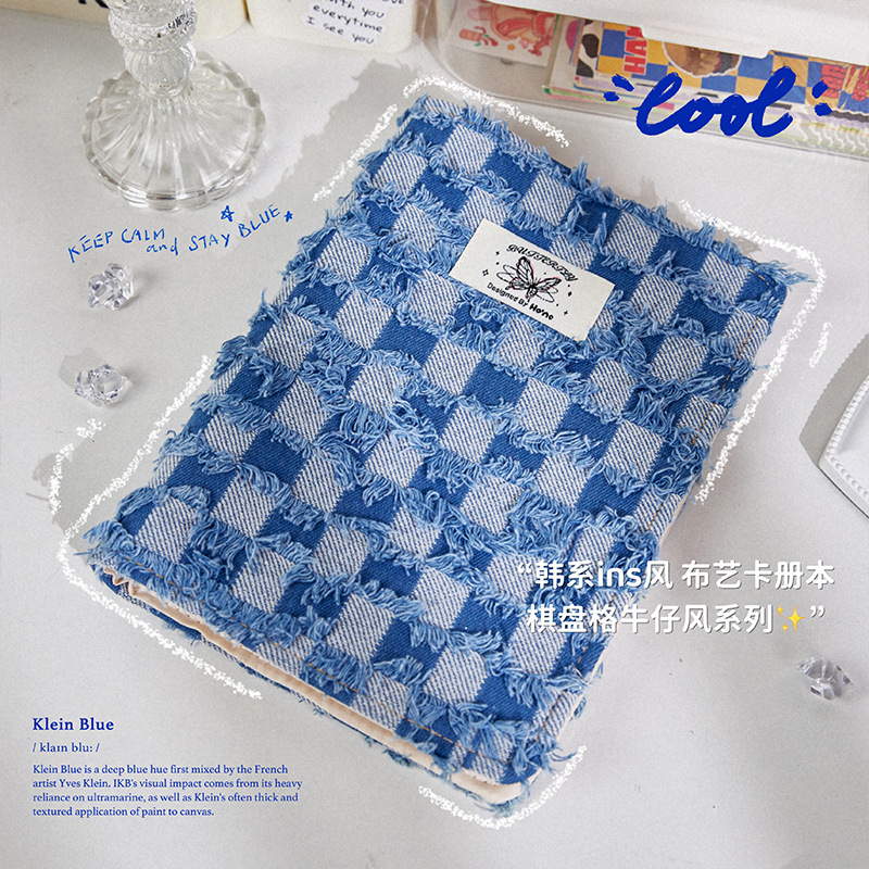 Nuevo álbum de fotos de hojas de vaqueros de 3 pulgadas cuatro cuadros diy amor bean tarjetas de almacenamiento en el viento de alto valor de tela tarjetas