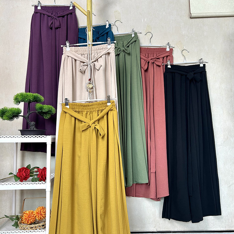 原创汉服改良宋裤女日常百搭阔腿裤透气夏款