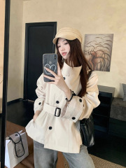 慵懒气质高级感短款风衣外套女2025年秋季新款英伦风立领收腰上衣