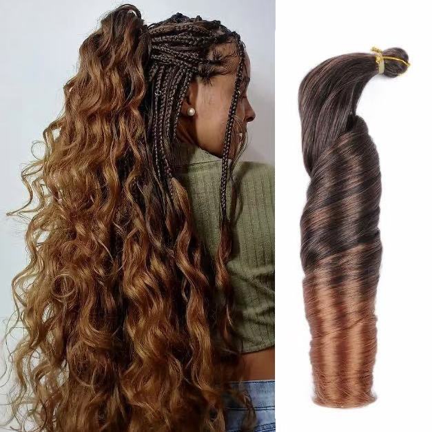 Peluca de cabello sintético con rizos franceses y ondas grandes, fibra de alta temperatura, trenzas de ganchillo, rastas africanas para mujer