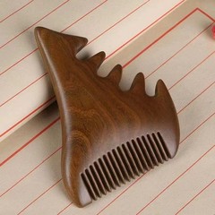 小怪獸多功能頭部經絡按摩梳頭面部刮痧家用木梳便攜檀香木