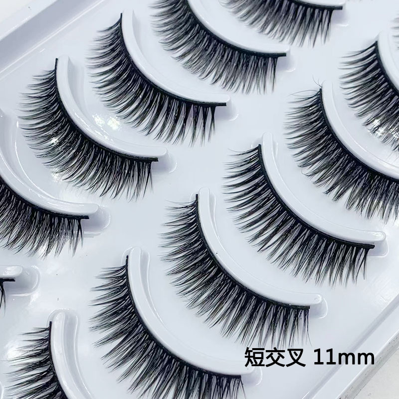 Diez pares de 088 # gruesa Cruz corta tallo duro etapa maquillaje nupcial Estudio de maquillaje especial pestañas postizas