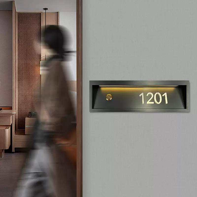 制作创意不锈钢酒店会所宾馆民宿包厢智能电子门显发光门牌指示牌