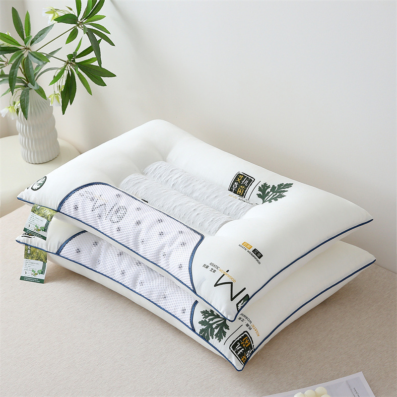 New 3D Partitioned Mugwort and Cassia Seed Pillow with Cooling Technology, Breathable Neck Protection Pillow for Sleep
